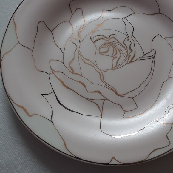 'BRILLIANT' "Rose Blossom" Fine Bone China Gold and Pink Plate - Picture 5 of 7